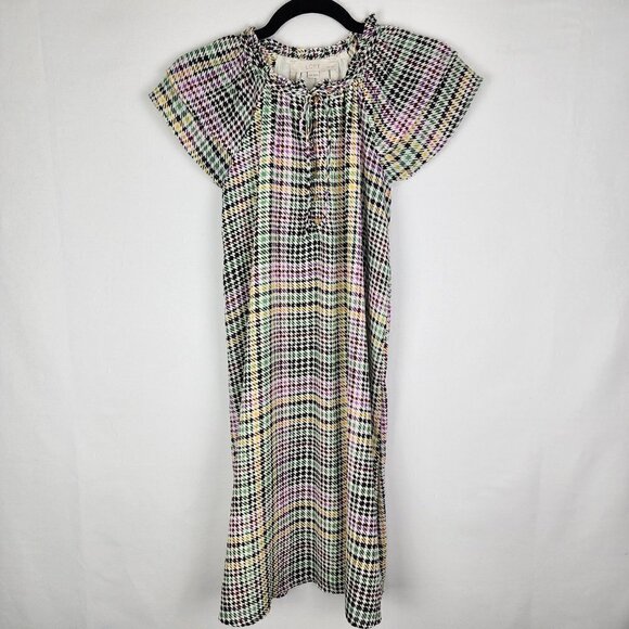 LOFT Houndstooth Print Button Top Dress XXSP - Picture 2 of 5